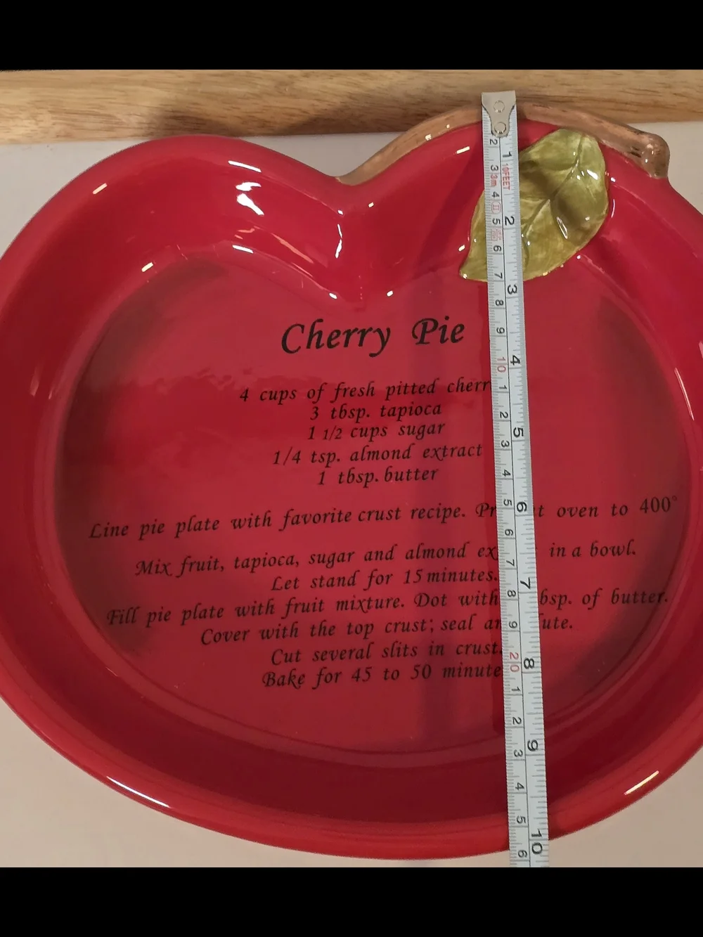 Vintage Harvest Ceramic Cherry Pie Plate Dish with Recipe 12 x 10.5 x 2.25 in